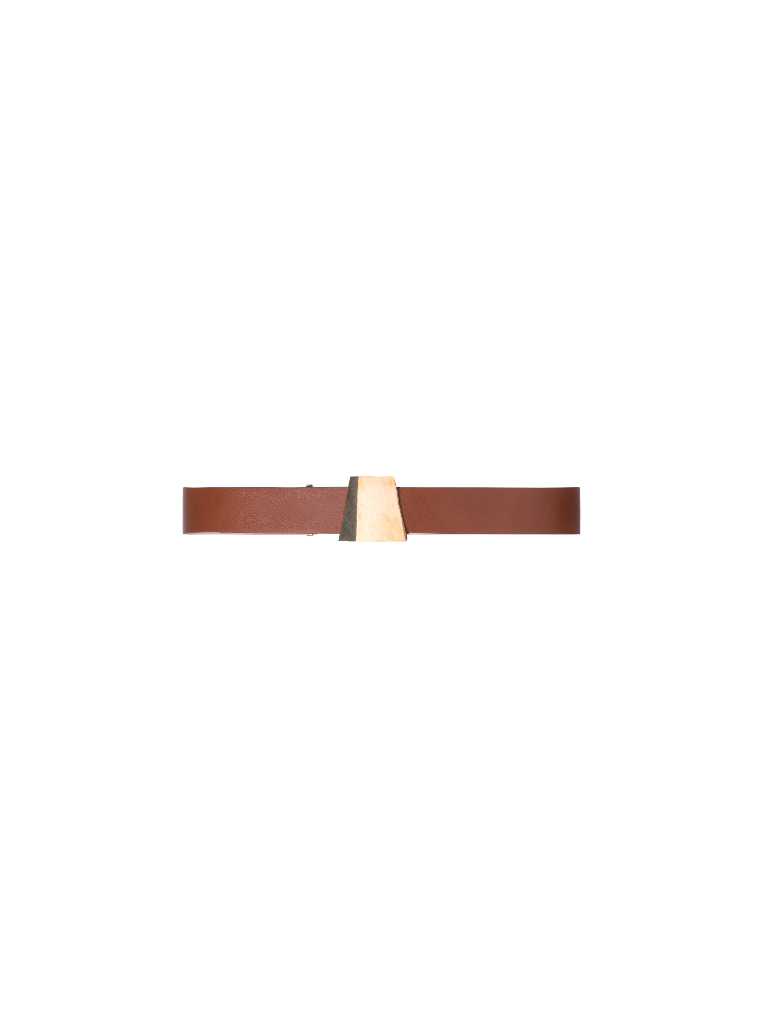 Leather Belt with Gold Trapezoid Buckle