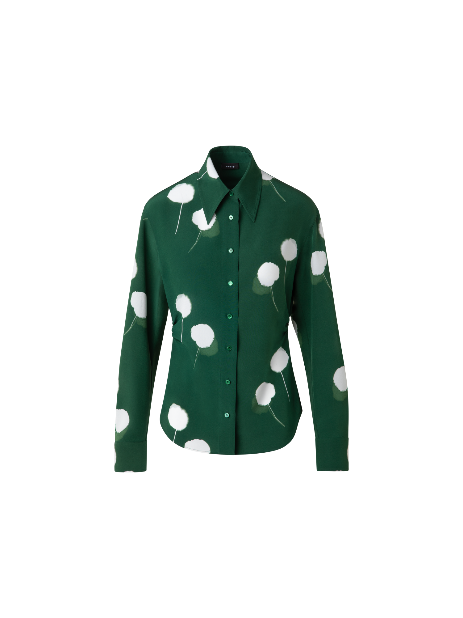 Fitted Silk Blouse with Dandelion Print