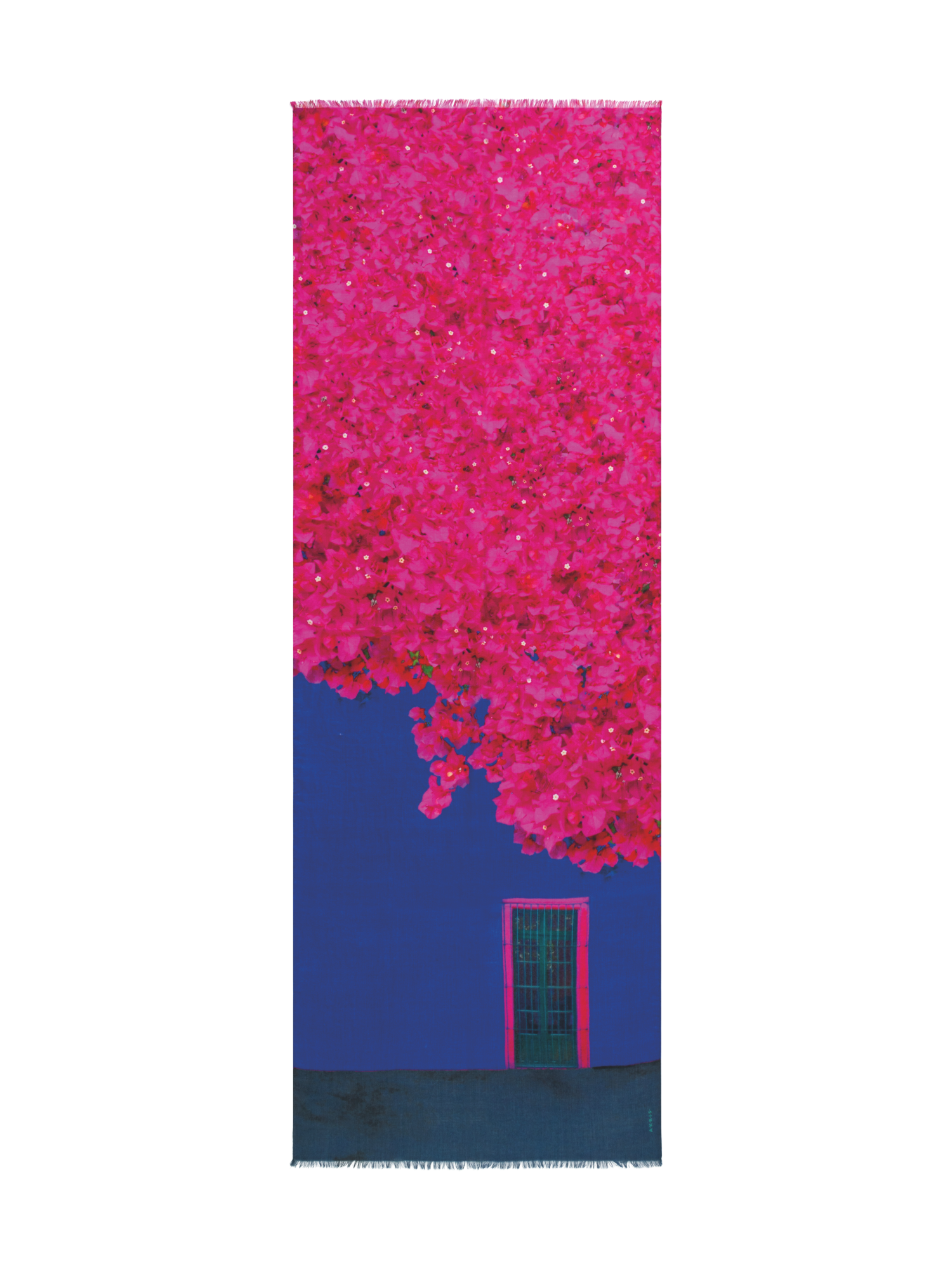 Scarf in Cashmere and Silk with Bougainvillea Porta Print