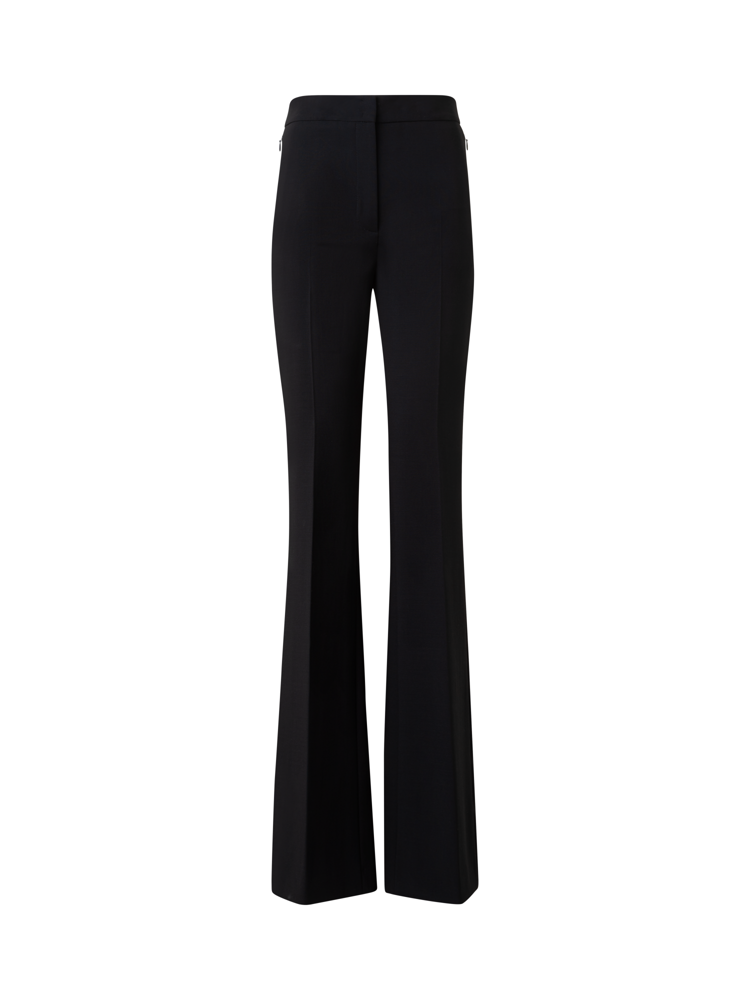 Bootcut Wool Double-Face Pants with Satin Side Trim