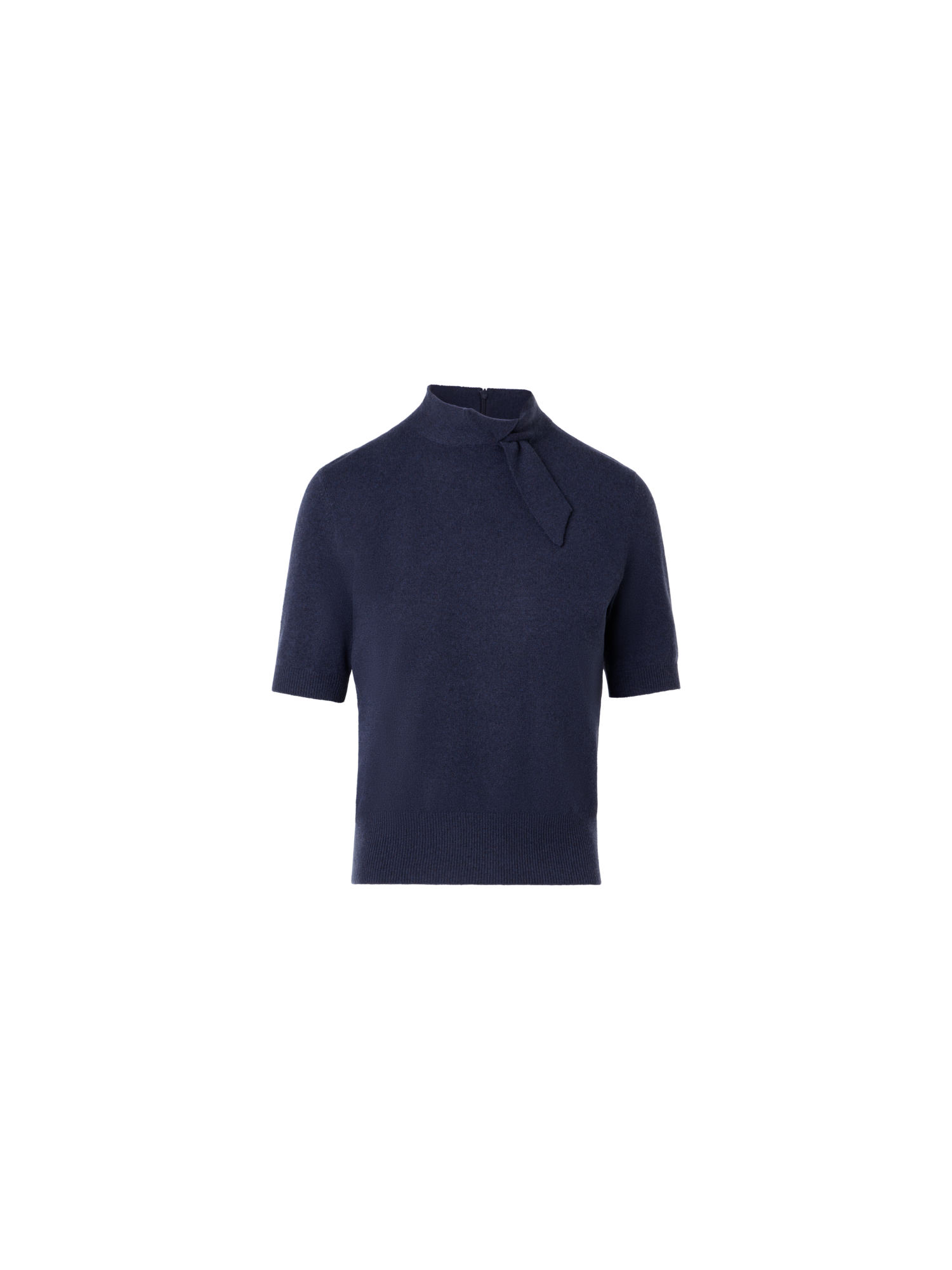 Short Sleeve Cashmere Sweater with Knot Detail