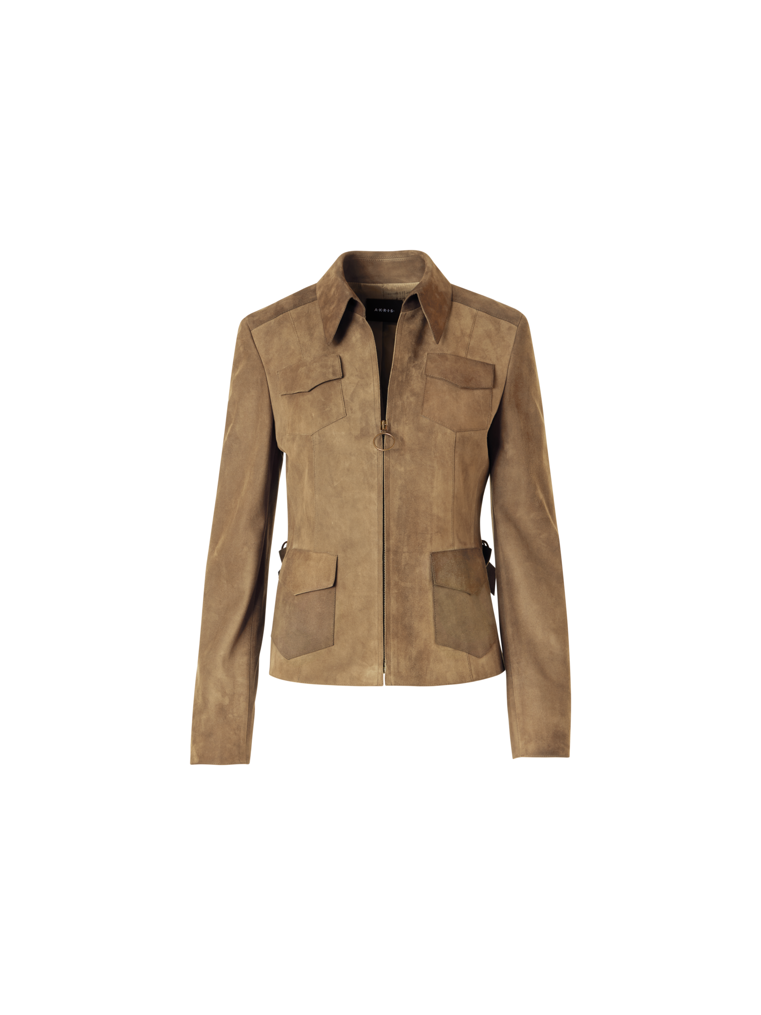 Long-Sleeve Suede Leather Jacket
