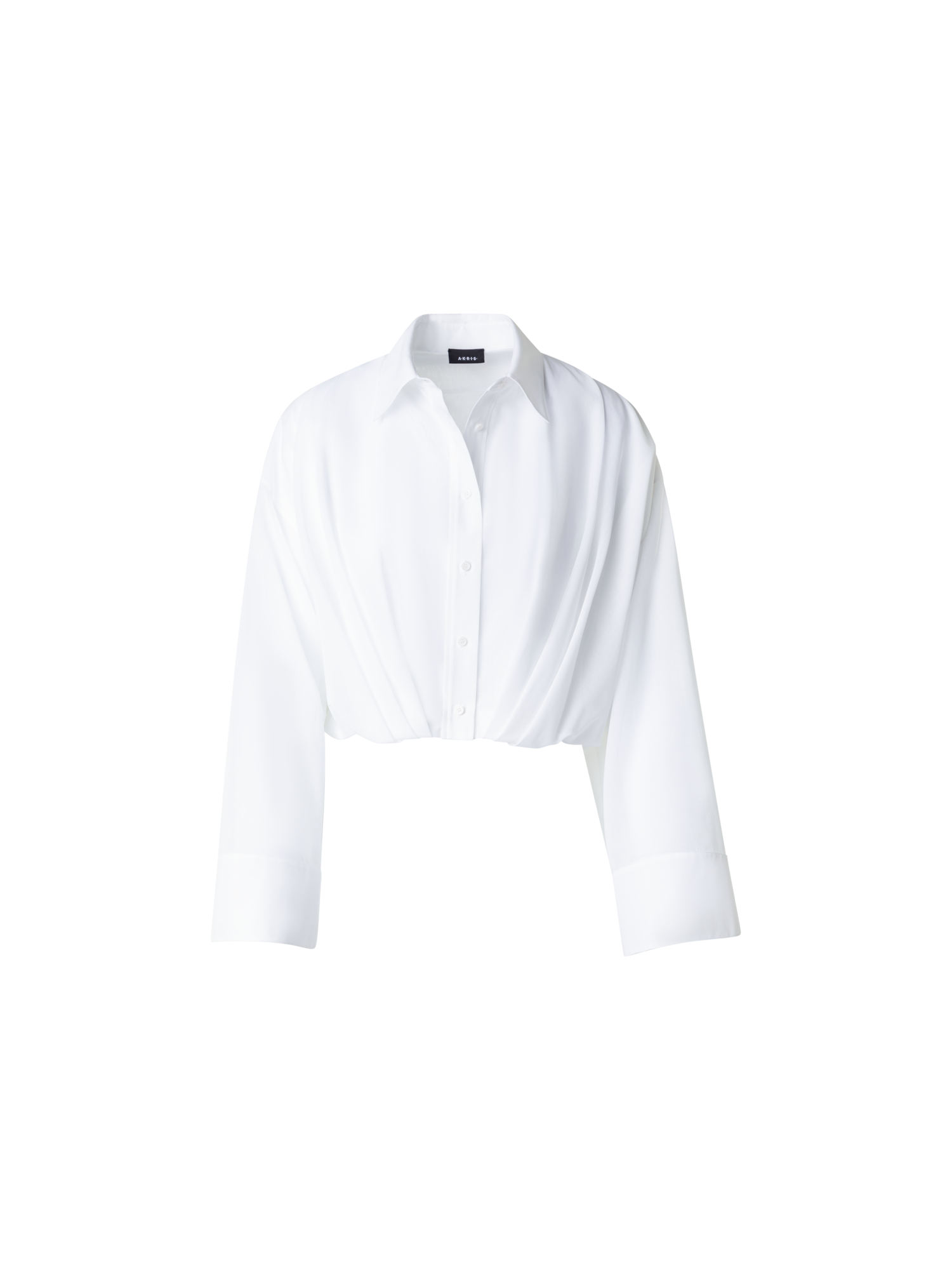 Short Cotton Voile Blouse with Wide Sleeves