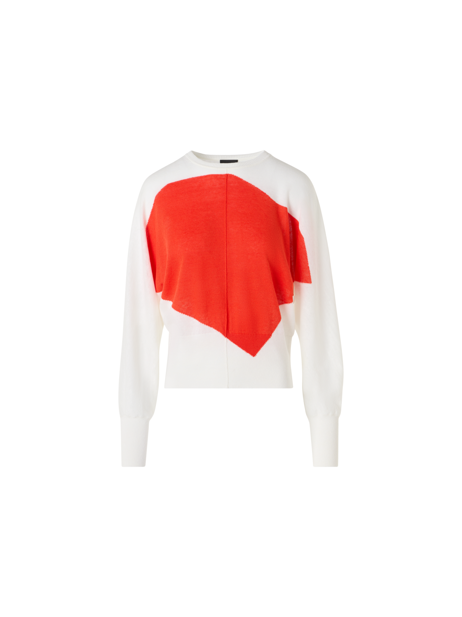 Oversize Linen Cotton Sweater with Polygon Intarsia