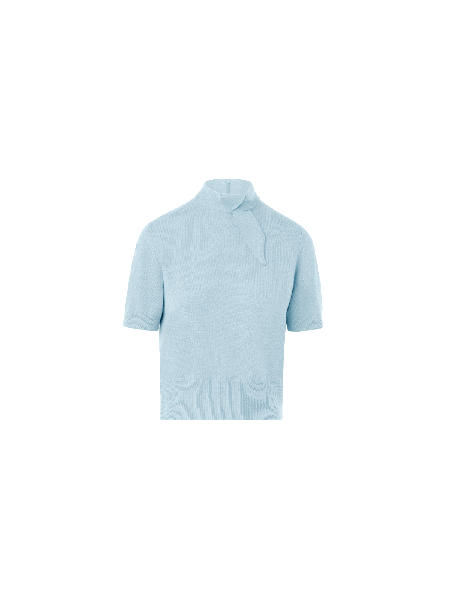 Short Sleeve Cashmere Sweater with Knot Detail
