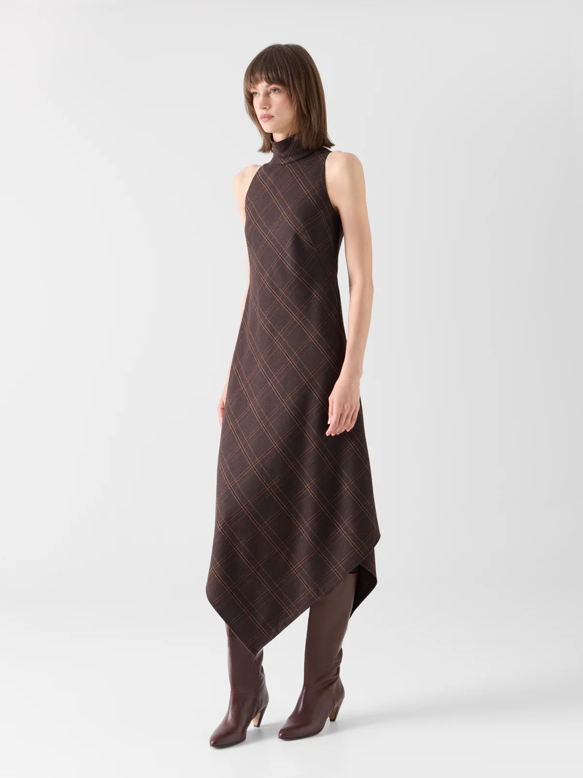 Halter Midi Dress in Check Flannel